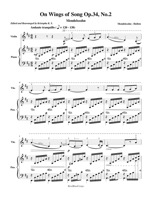 On Wings of Song – Felix Mendelssohn Felix Mendelssohn On Wings of Song Op.34, No. 2