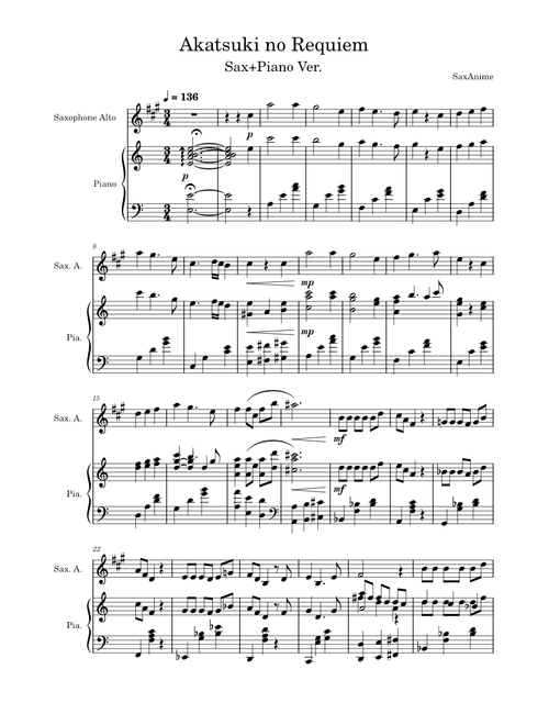 Akatsuki no Requiem Sax/Piano - Attack on Titan ED4