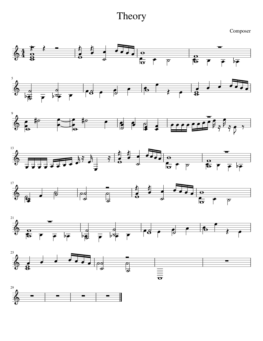 Final Theory Sheet Music for Piano (Solo) easy | MuseScore.com