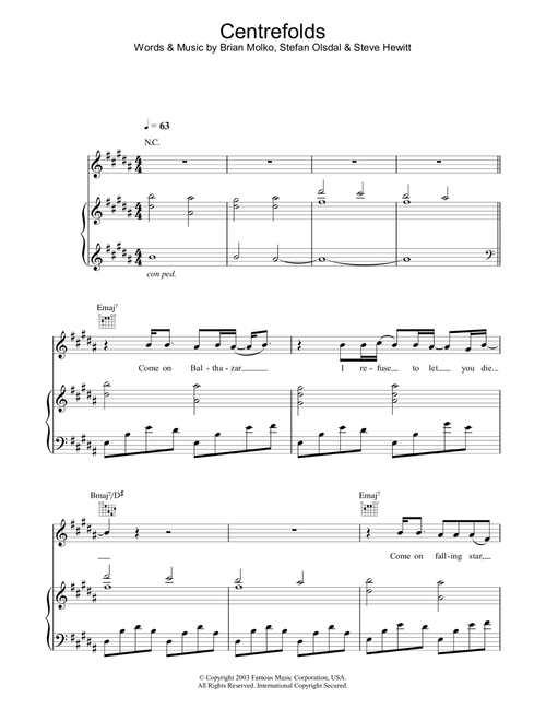 Centrefolds - Placebo (Piano-Vocal-Guitar (Piano Accompaniment))