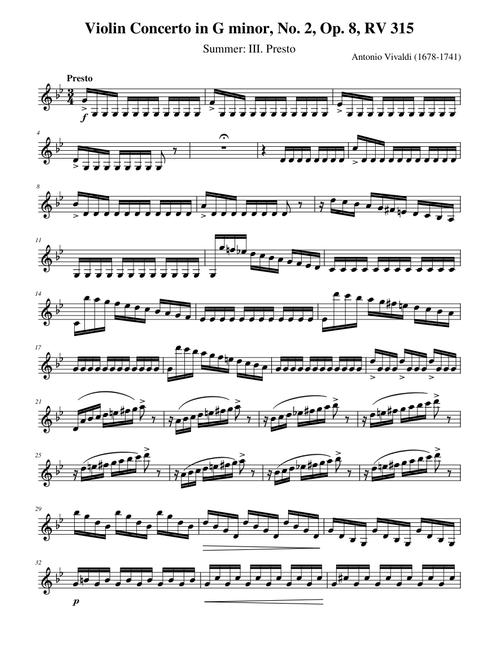 Antonio Vivaldi - Violin Concerto in G minor, No. 2, Op. 8, RV 315, Summer: III. Presto