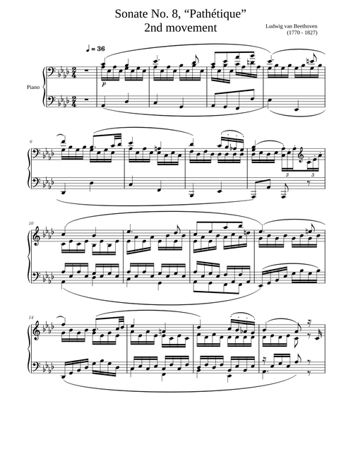 Sonate No. 8, “Pathétique” 2nd movement