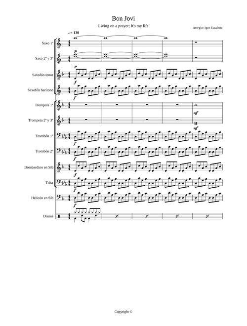 ➡️ Bon Jovi Medley | Partitura para charanga 🎺