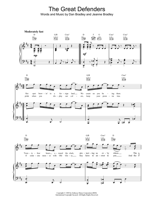 The Great Defenders - Lee Greenwood (Piano-Vocal-Guitar (Piano Accompaniment))
