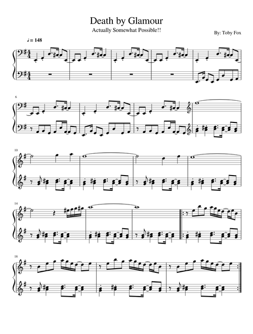 Death by Glamour piano