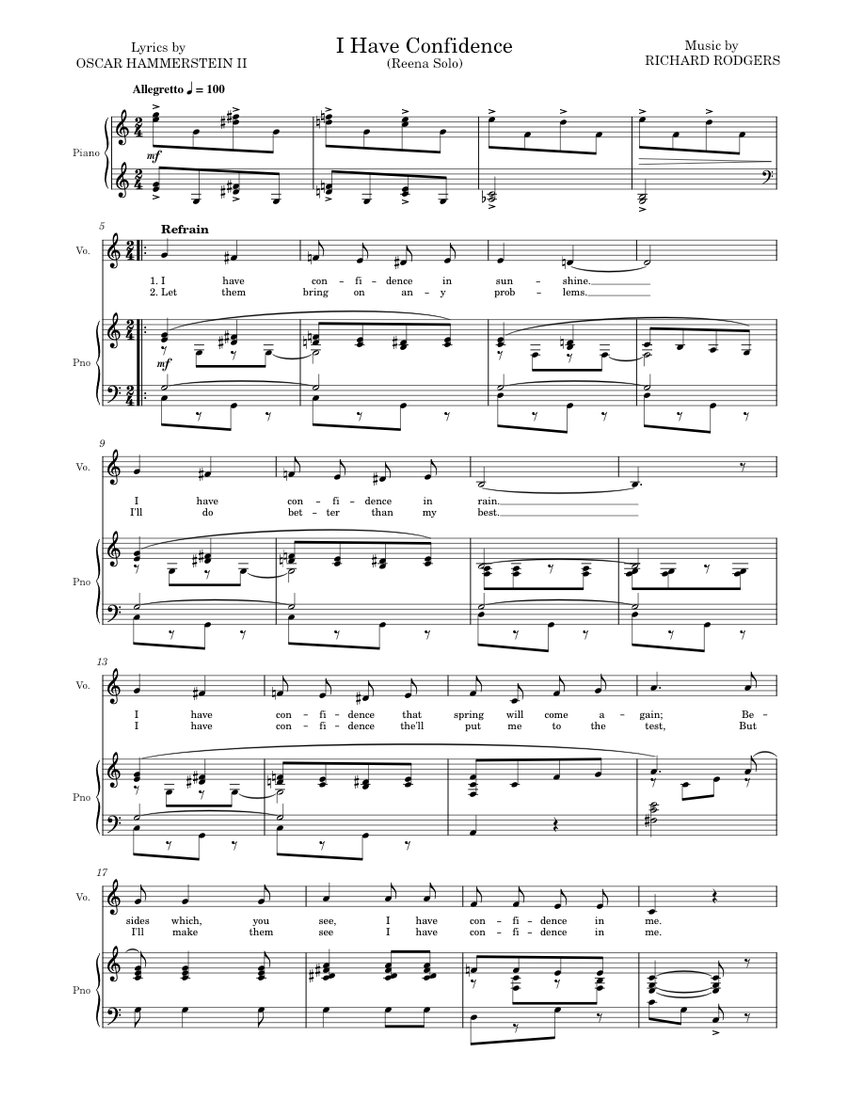 I Have Confidence Sheet music for Piano (String Ensemble)