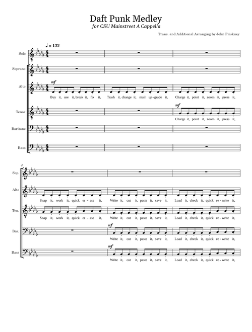 Daft Punk Medley A Cappella Cover for SAATTBB