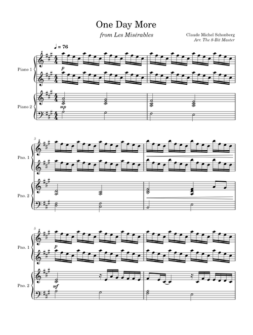 One Day More (Les Misérables) – Alain Boublil and Claude-Michel Schönberg | Piano Duet