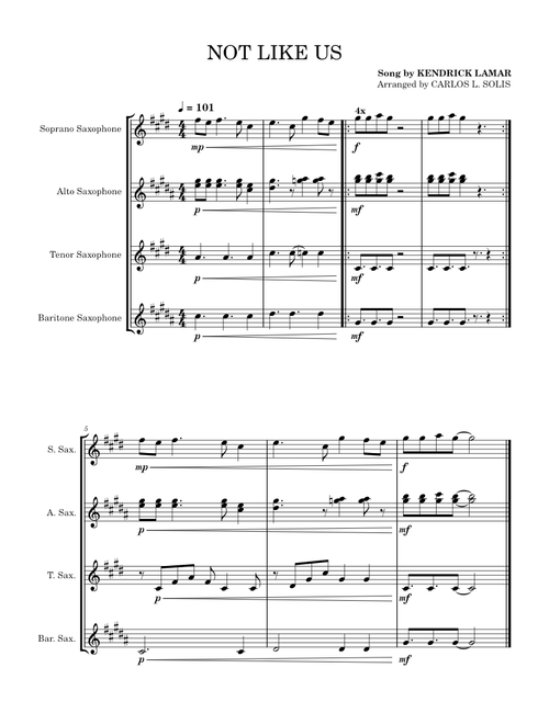 Not Like Us (SAX ARRANGEMENT) | Kendrick Lamar