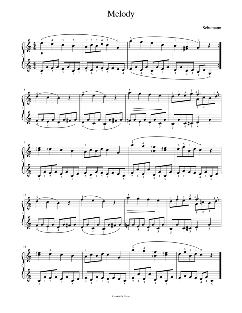 Melody Sheet Music for Piano (Solo) easy | MuseScore.com