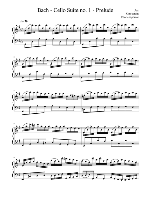 Bach Cello Suite no. 1 - Prelude - Piano