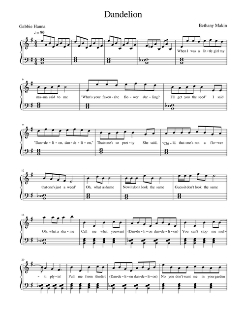Dandelion - Gabbie Hanna, Bethany Makin (Piano Solo)