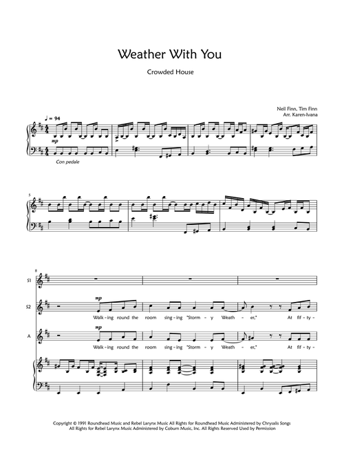Weather With You (Arr. Karen Ivana) - Crowded House (Choral, SSA)