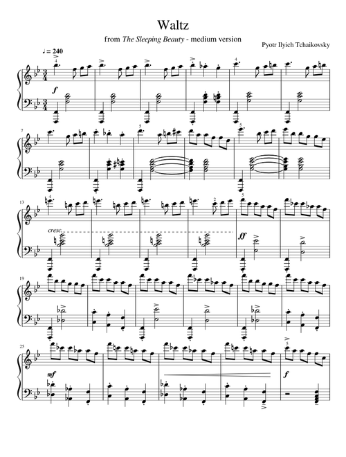 Tchaikovsky - Waltz from "The Sleeping Beauty" (Full Piano Solo) (*Deprecated*)