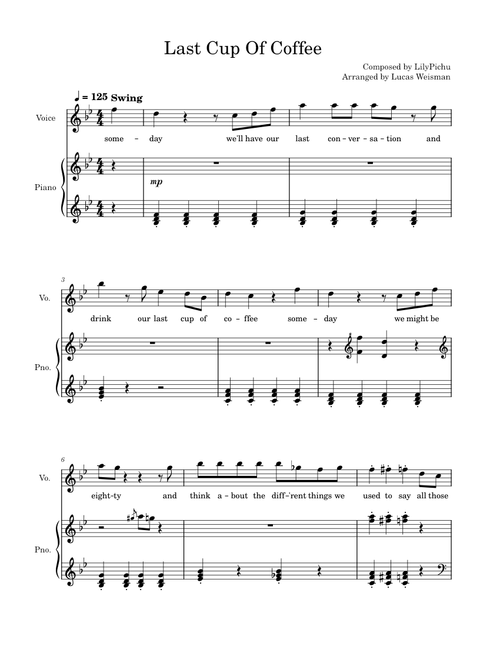 Last Cup of Coffee – LilyPichu (Arranged for a duet)