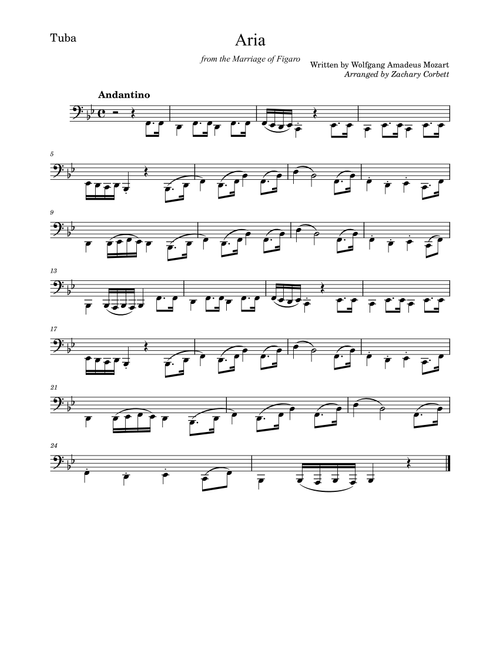 Aria from the Marriage of Figaro (Arr. Zachary Corbett) - Wolfgang Amadeus Mozart (Tuba Solo)