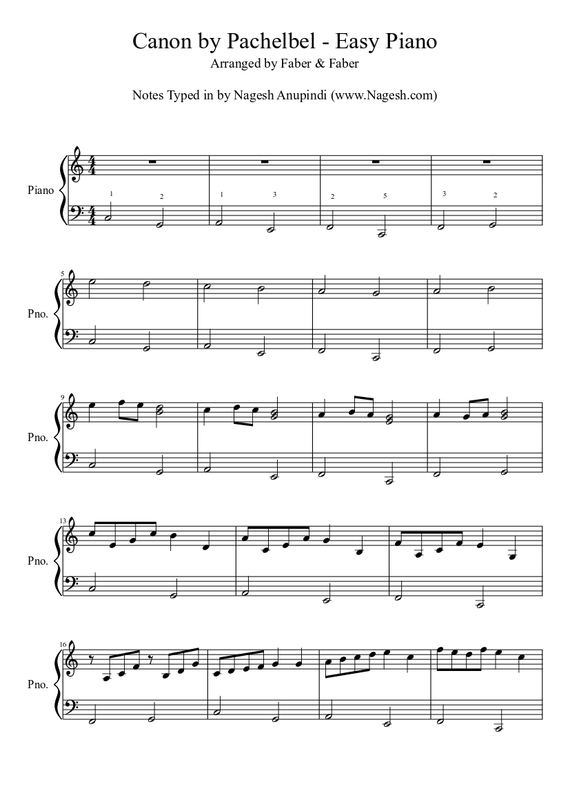 Canon by Pachelbel - Easy Piano Sheet music for Piano (Solo) | Musescore.com Canon By Pachelbel - Easy Piano Sheet Music For Piano (Solo) | Musescore.Com