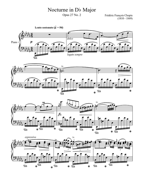 Nocturne Opus 27 No. 2 in D♭ Major
