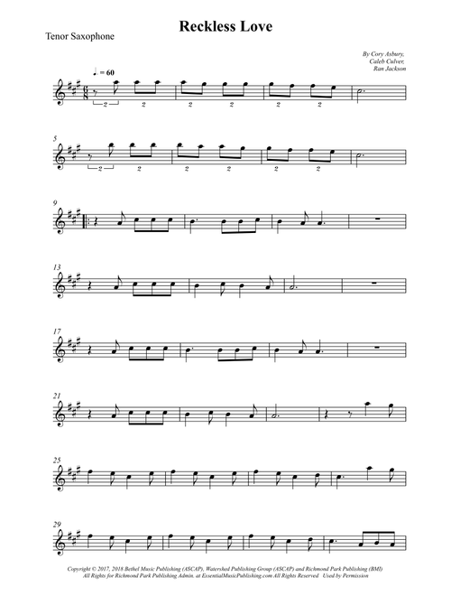 Reckless Love (Arr. Wesley S. SIlva) - Cory Asbury, Caleb Culver, Ran Jackson (Tenor Sax Solo)