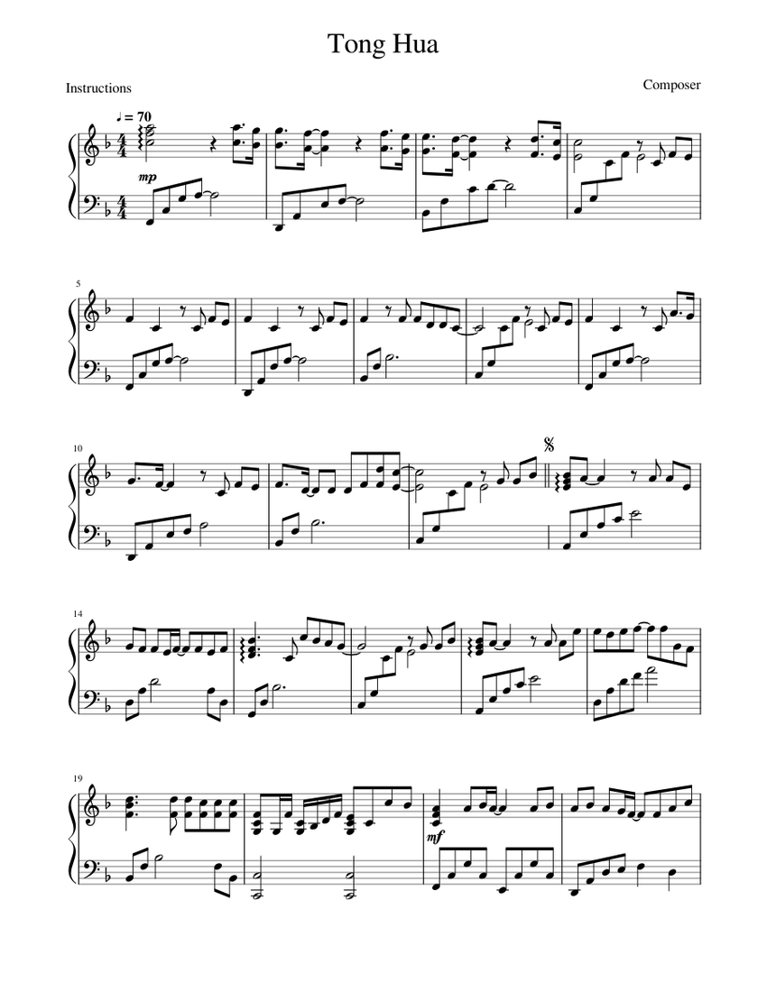 Tong Hua Sheet music for Piano (Solo)