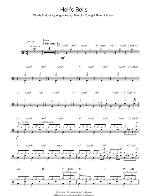 Hells Bells (Drums) - AC/DC (Lead Sheet - Fake Book)