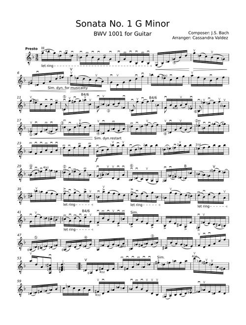 Violin Sonata No.1 in G minor for Guitar, BWV 1001 – J. S. Bach