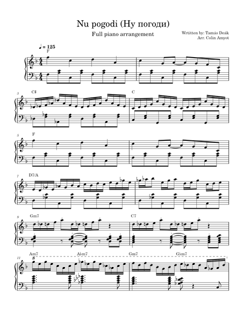 Nu pogodi (Ну погоди) - piano arrangement