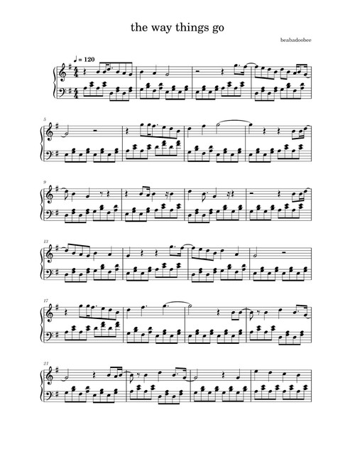 The Way Things Go (Arr. Beabadobee) (Piano Solo)