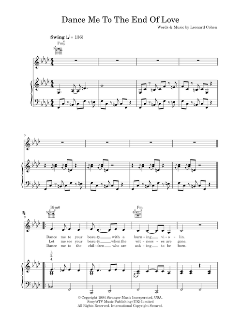 Dance Me To The End Of Love - Madeleine Peyroux (Piano-Vocal-Guitar (Piano Accompaniment))