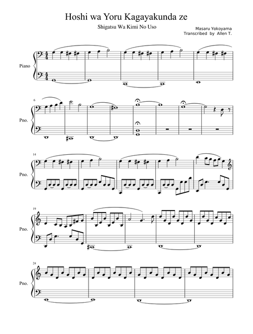 Shigatsu wa Kimi no Uso - Hoshi wa Yoru Kagayakunda ze
