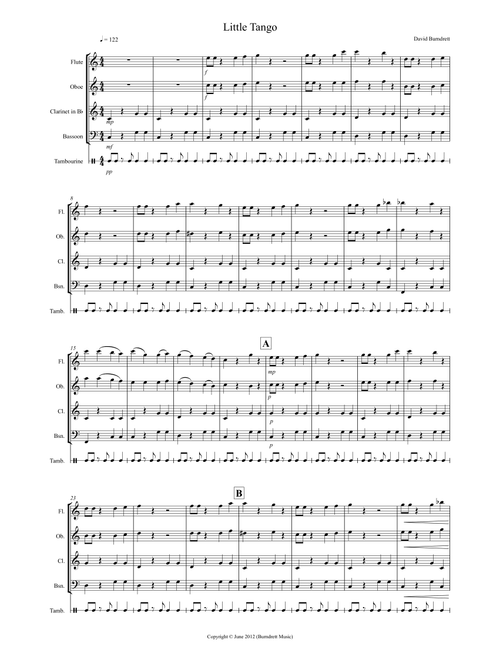 Little Tango for Beginning Wind Quartet - David Burndrett (Woodwind Ensemble)