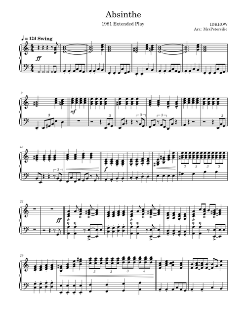 Absinthe – i DON'T KNOW HOW BUT THEY FOUND ME - piano arrangement/accompaniment