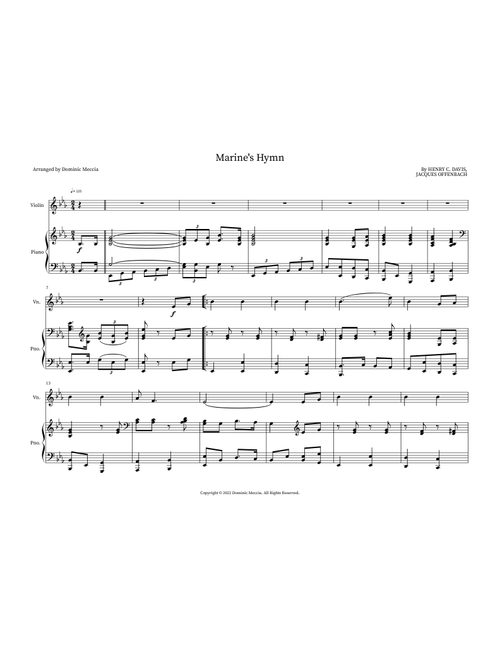 Marine's Hymn (Arr. Dominic Meccia) - Jacques Offenbach (Instrumental Duet)