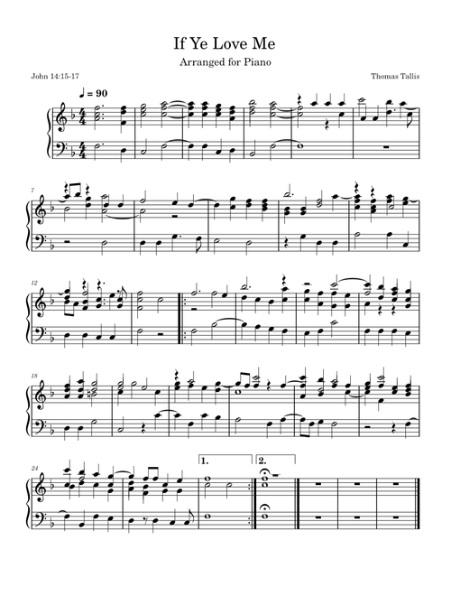 If ye love me – Thomas Tallis If Ye Love Me (Piano)