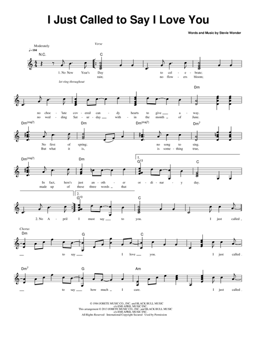 I Just Called to Say I Love You - Stevie Wonder (Easy Guitar)