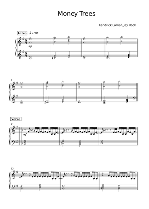 Kendrick Lamar - Money Trees Sheet Music for Synthesizer (Mixed Duet) |  MuseScore.com