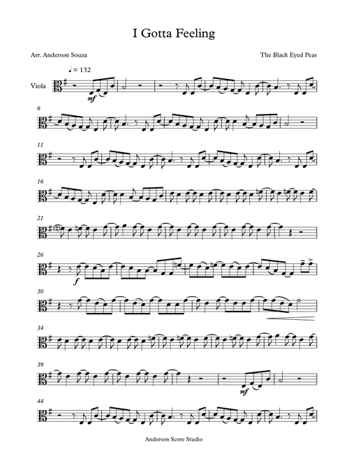 I Gotta Feeling (Arr. Anderson Souza) - The Black Eyed Peas (Viola Solo)