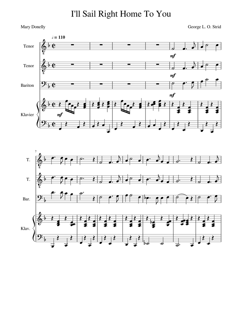 I'll Sail Right Home To You Sheet music for Piano, Tenor, Baritone (Men