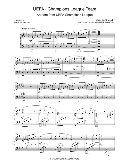 Uefa Champions League Team (Arr. Eder Giaretta) - Anthony Christopher Britten (Piano Solo)