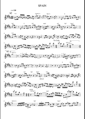 Spain(スペイン) - Chick Corea Sheet Music with Chords for Piano