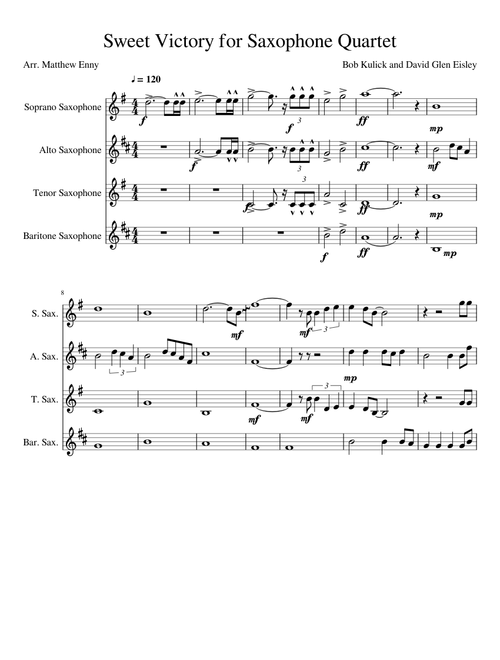 Sweet Victory for Saxophone Quartet