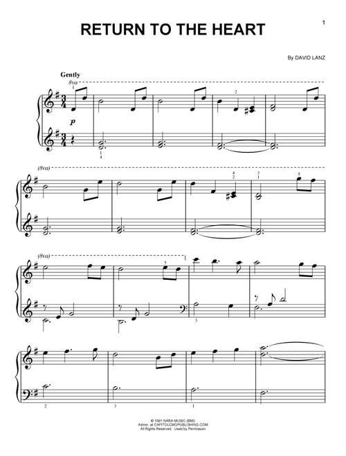 Return To The Heart - David Lanz (Easy Piano)