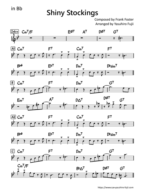 Shiny Stockings (Arr. Yasuhiro Fujii) - Count Basie (Tenor Sax Solo)