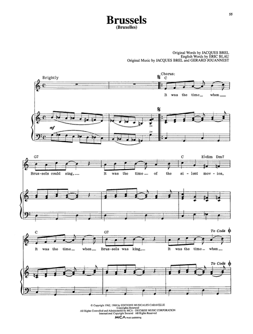 Brussels (Bruxelles) (from Jacques Brel Is Alive And Well And Living In Paris) - Eric Blau (Piano Vocal)