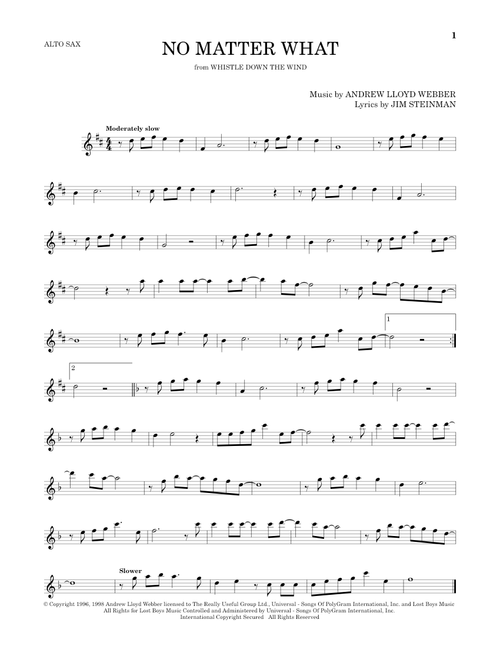 No Matter What (from Whistle Down the Wind) - Boyzone (Alto Sax Solo)