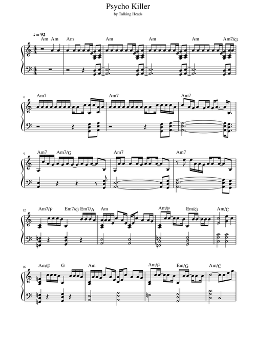 Psycho Killer (Arr. Max Martin) - Talking Heads (Piano Solo)