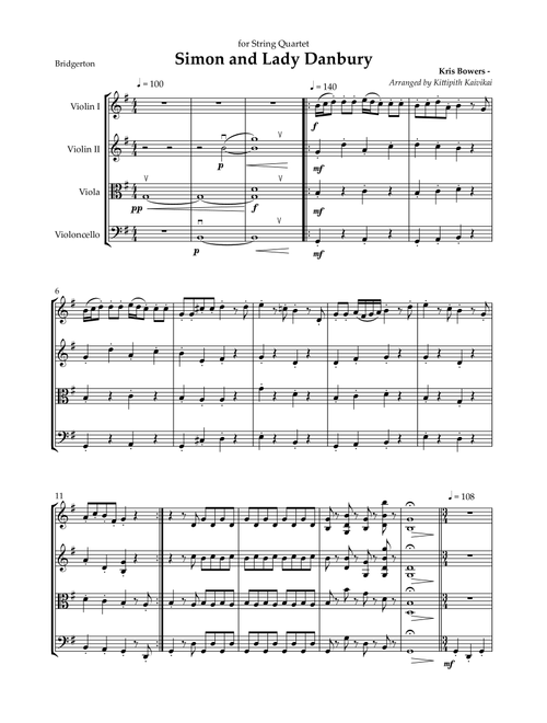 Simon And Lady Danbury (Arr. Kittipith Kaivikai) - Kris Bowers (String Quartet)