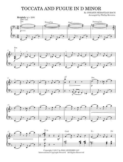 Toccata And Fugue In D Minor (Piano Solo)