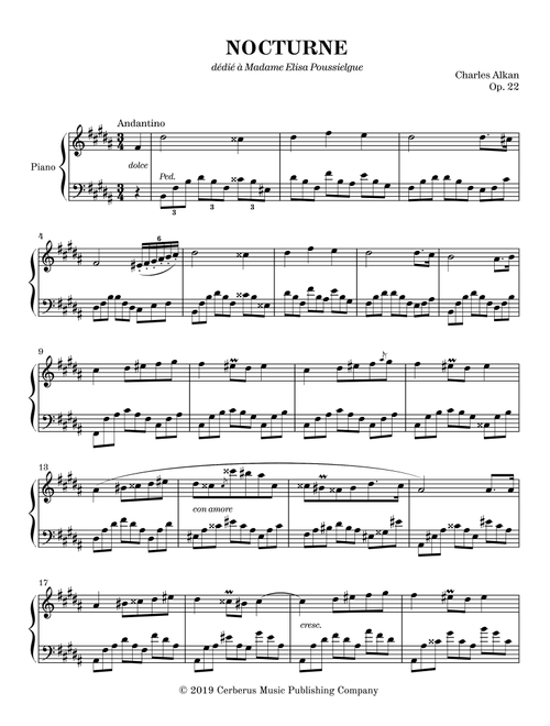 Nocturne, Op. 22 - Alkan (Arr. Theoria Music) - Charles-Valentin Alkan (Piano Solo)