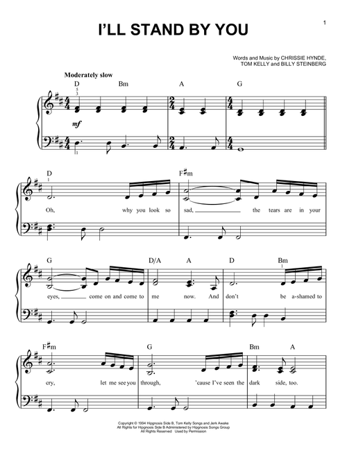I'll Stand By You - Pretenders (Very Easy Piano)